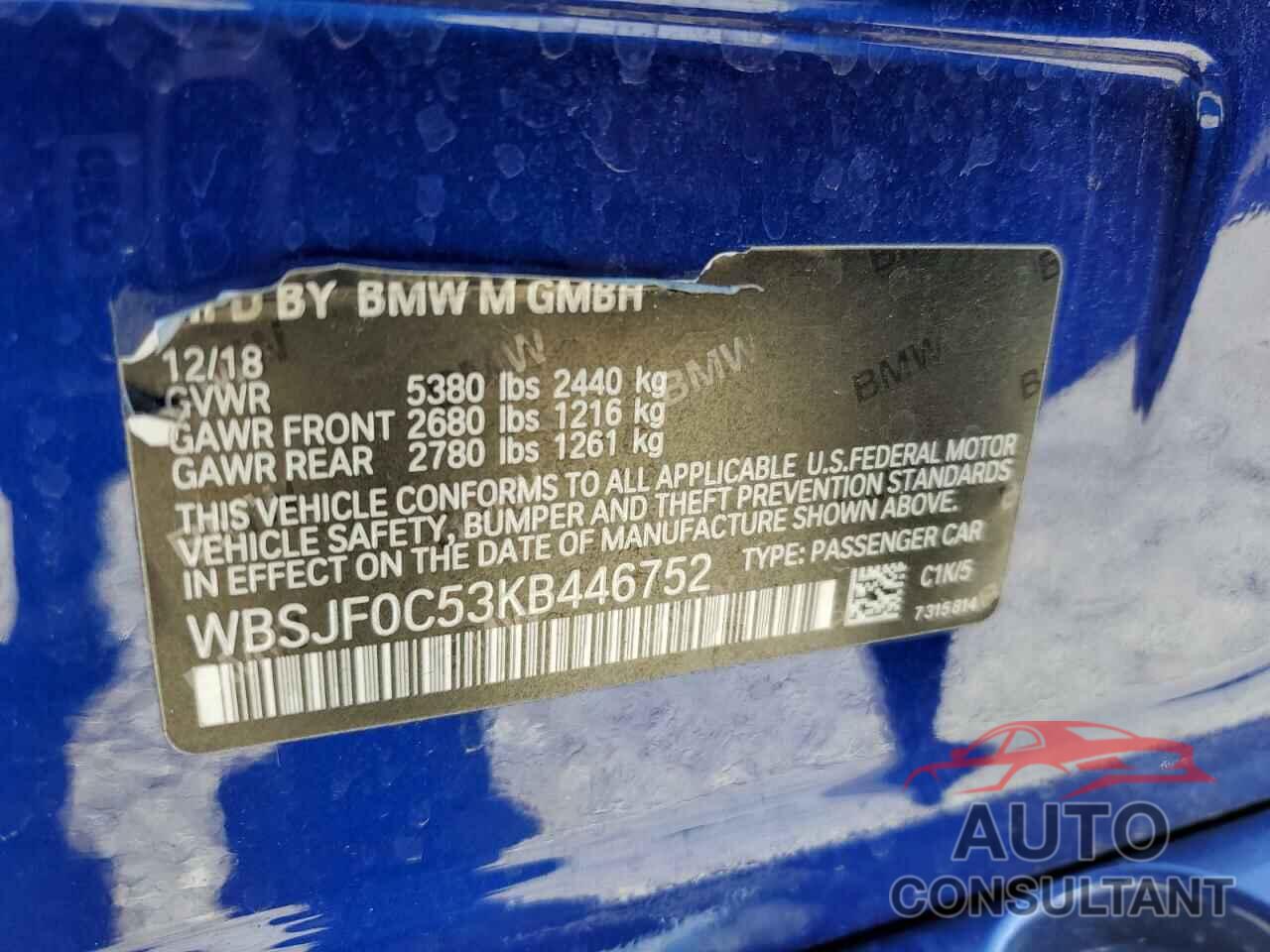 BMW M5 2019 - WBSJF0C53KB446752