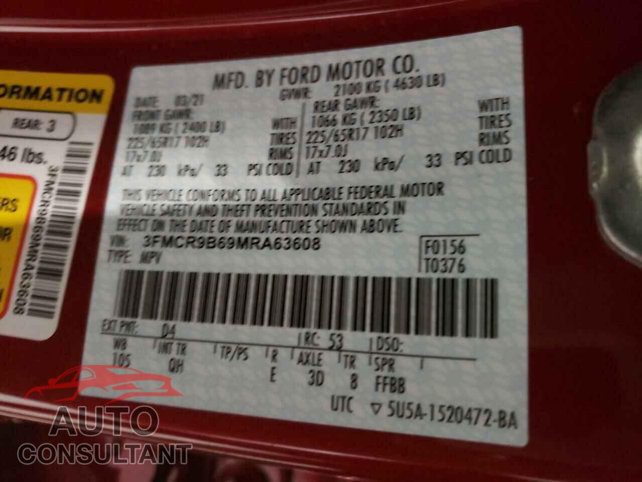 FORD BRONCO 2021 - 3FMCR9B69MRA63608