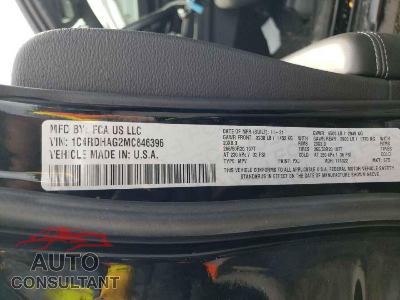 DODGE DURANGO 2021 - 1C4RDHAG2MC846396