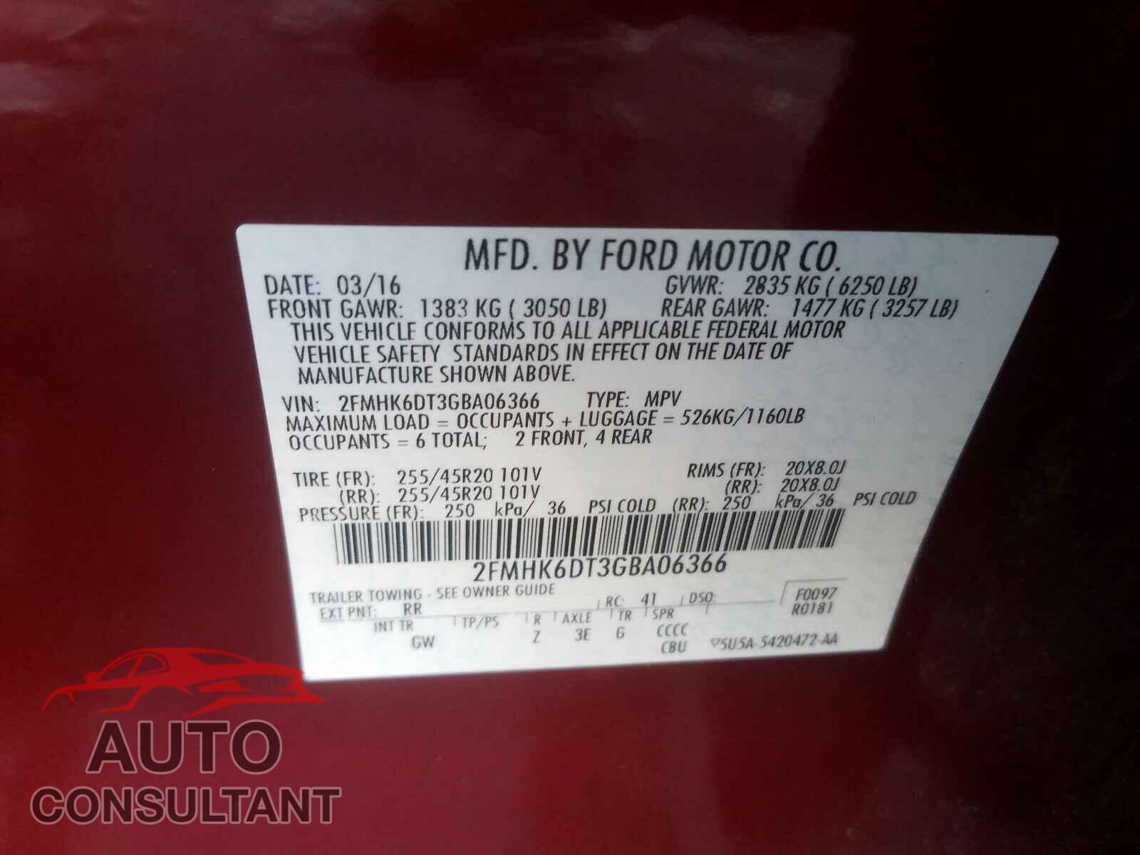 FORD FLEX 2016 - 2FMHK6DT3GBA06366