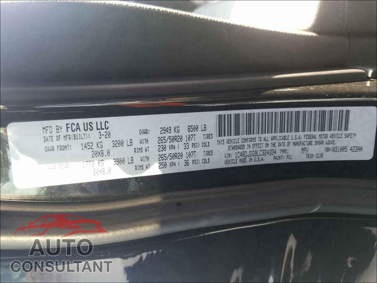 DODGE DURANGO 2020 - 1C4RDJDG9LC324334