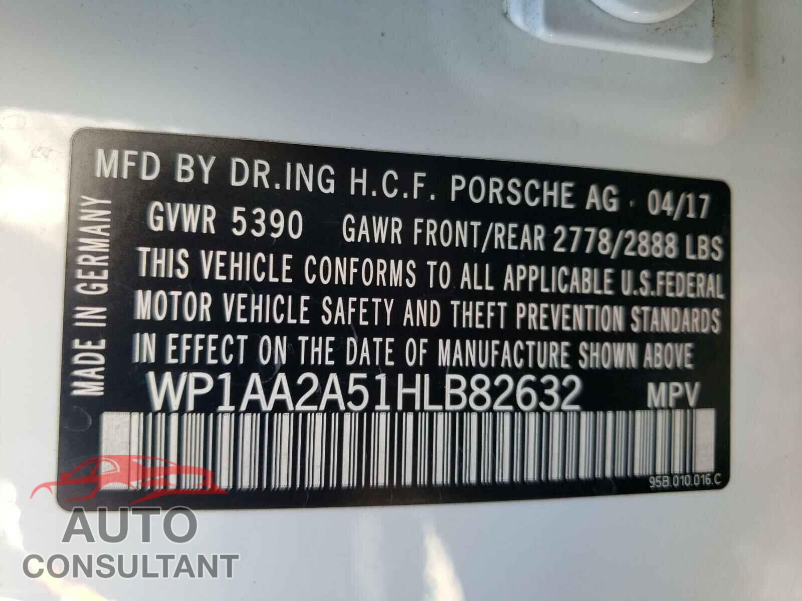 PORSCHE MACAN 2017 - WP1AA2A51HLB82632