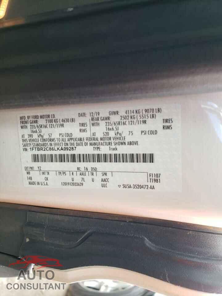 FORD TRANSIT CO 2020 - 1FTBR2C86LKA09287