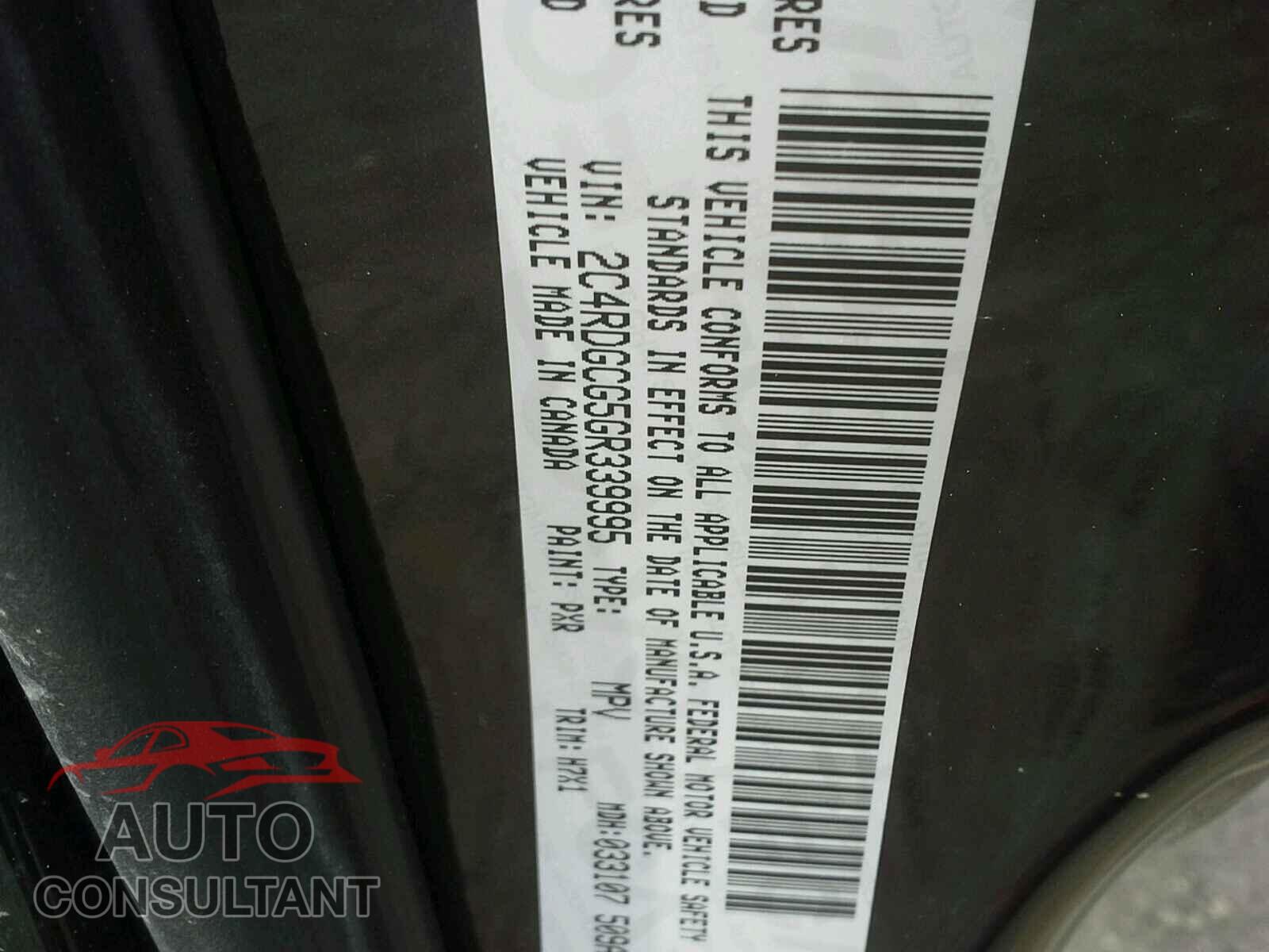 DODGE CARAVAN 2016 - 2C4RDGCG5GR339995