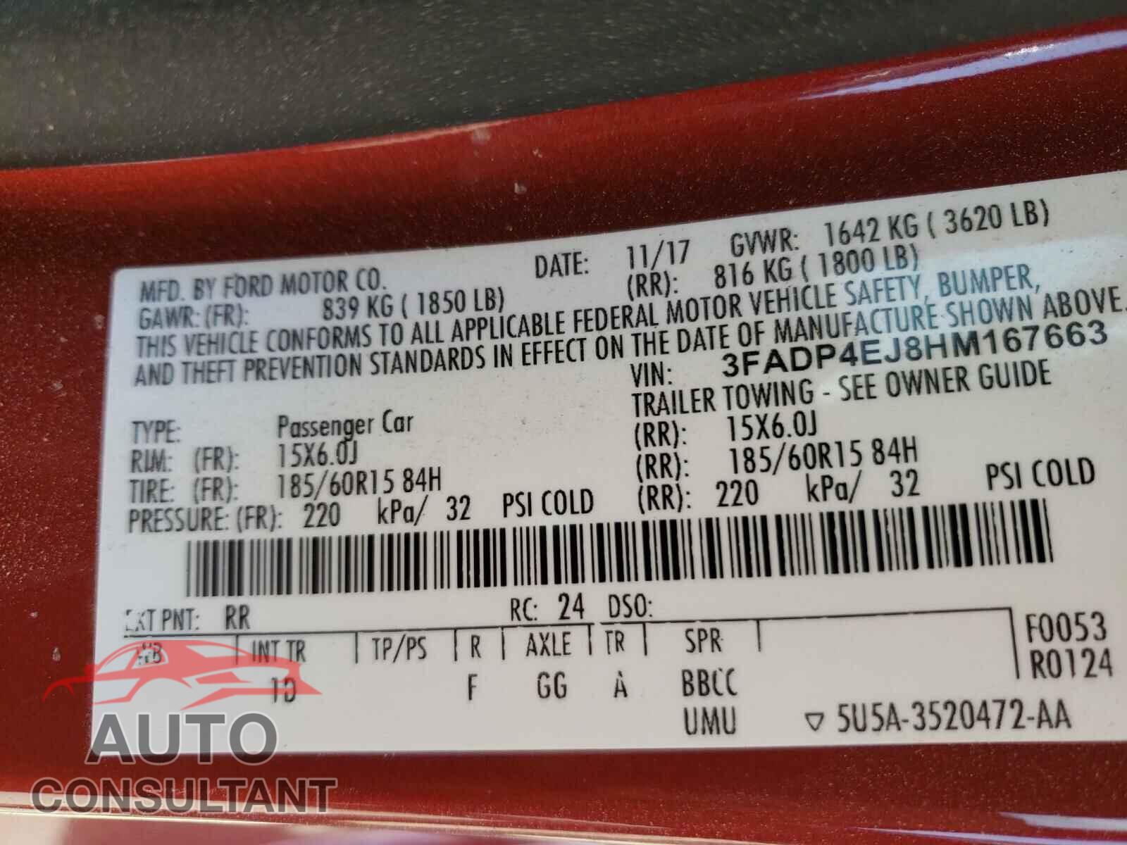 FORD FIESTA 2017 - 3FADP4EJ8HM167663