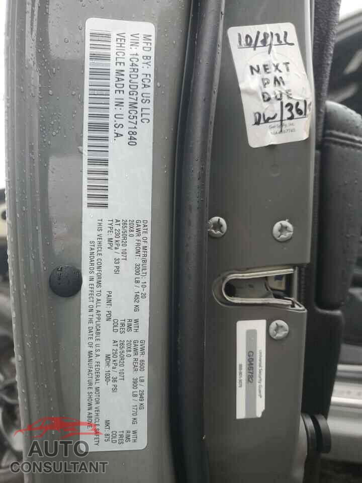 DODGE DURANGO 2021 - 1C4RDJDG7MC571840