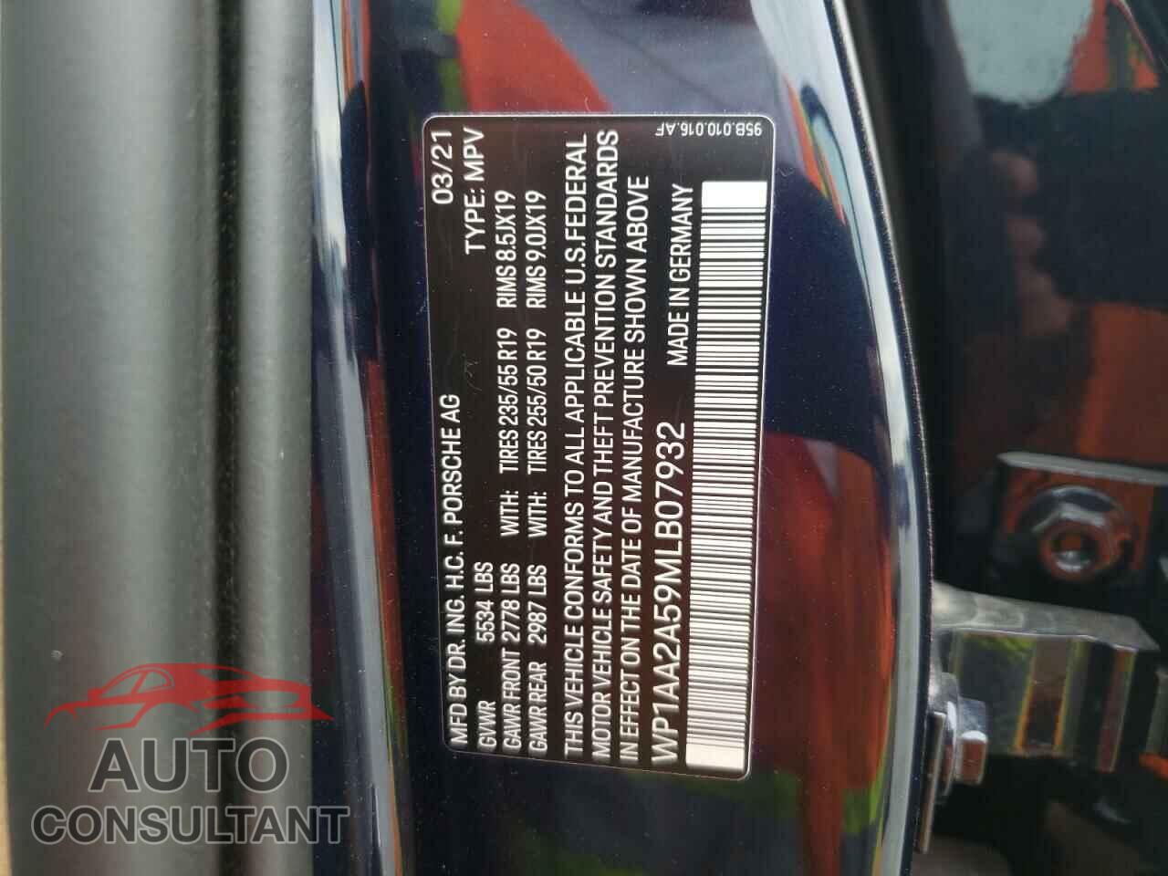 PORSCHE MACAN 2021 - WP1AA2A59MLB07932