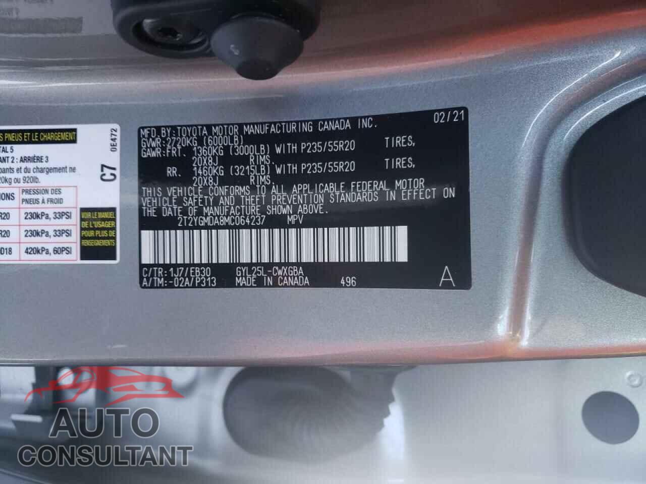 LEXUS RX450 2021 - 2T2YGMDA8MC064237