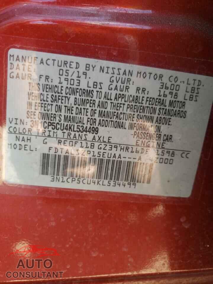 NISSAN KICKS 2019 - 3N1CP5CU4KL534499