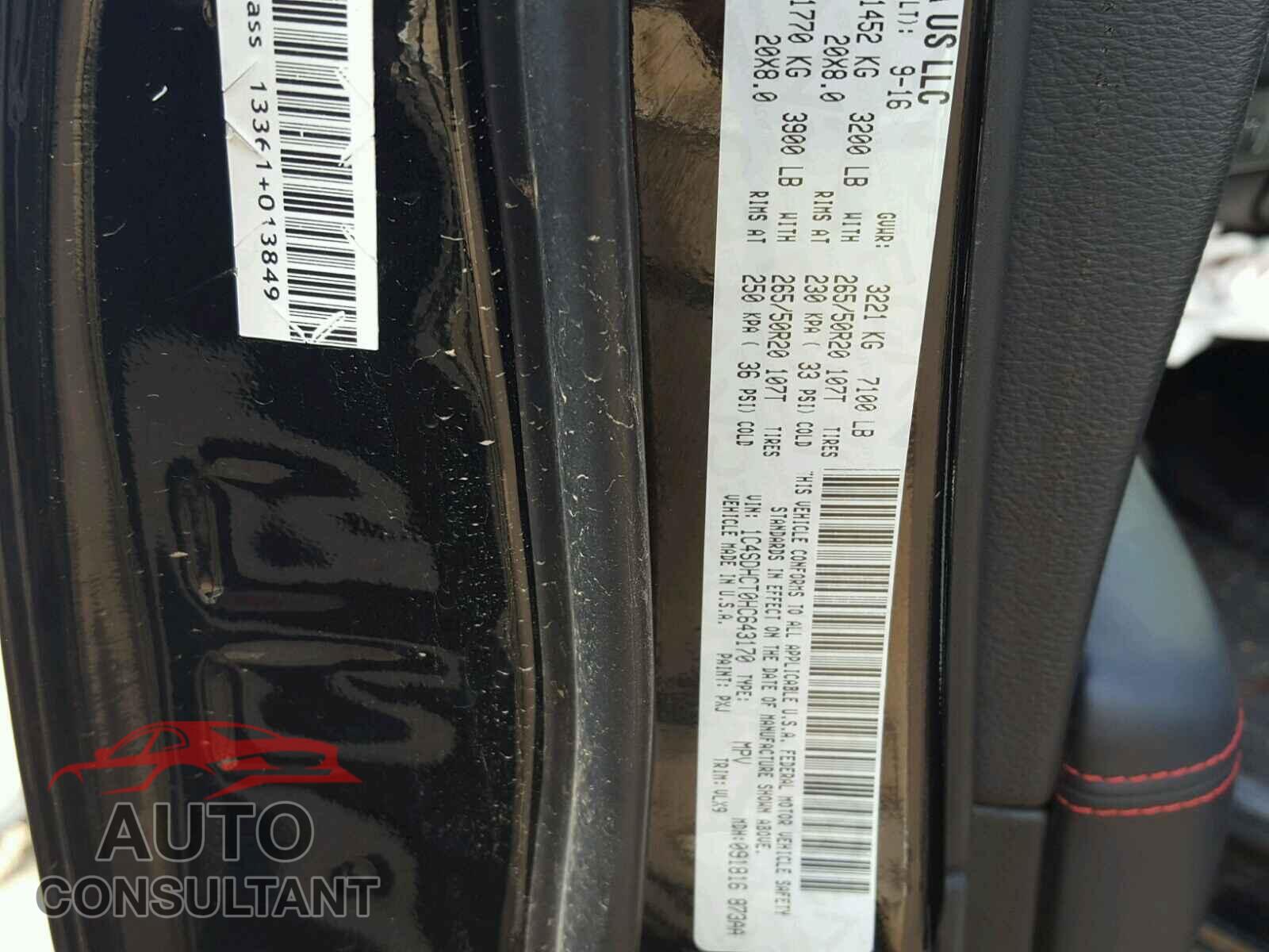 DODGE DURANGO 2017 - 1C4SDHCT0HC643170
