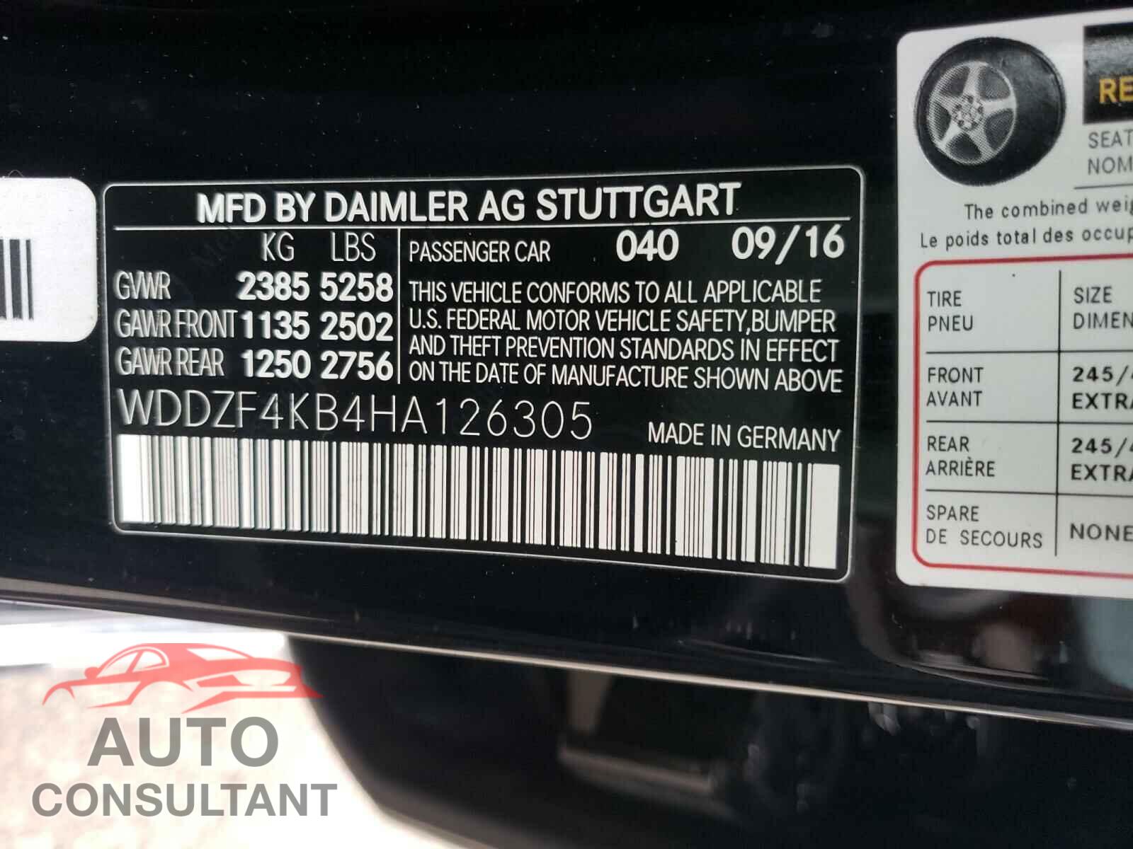 MERCEDES-BENZ E CLASS 2017 - WDDZF4KB4HA126305