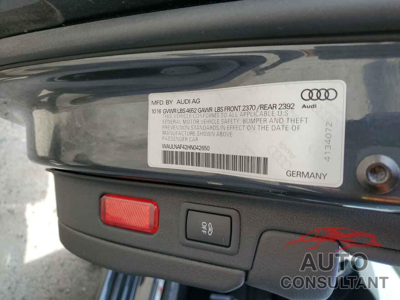 AUDI A4 2017 - WAULNAF42HN042650