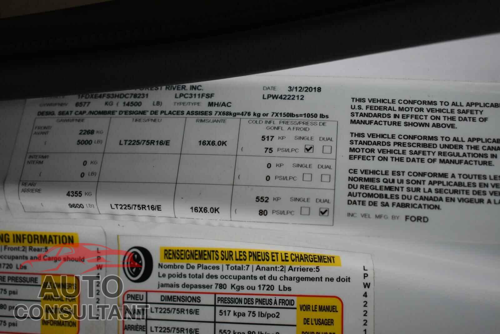 FORD ECONOLINE 2017 - 1FDXE4FS3HDC78231