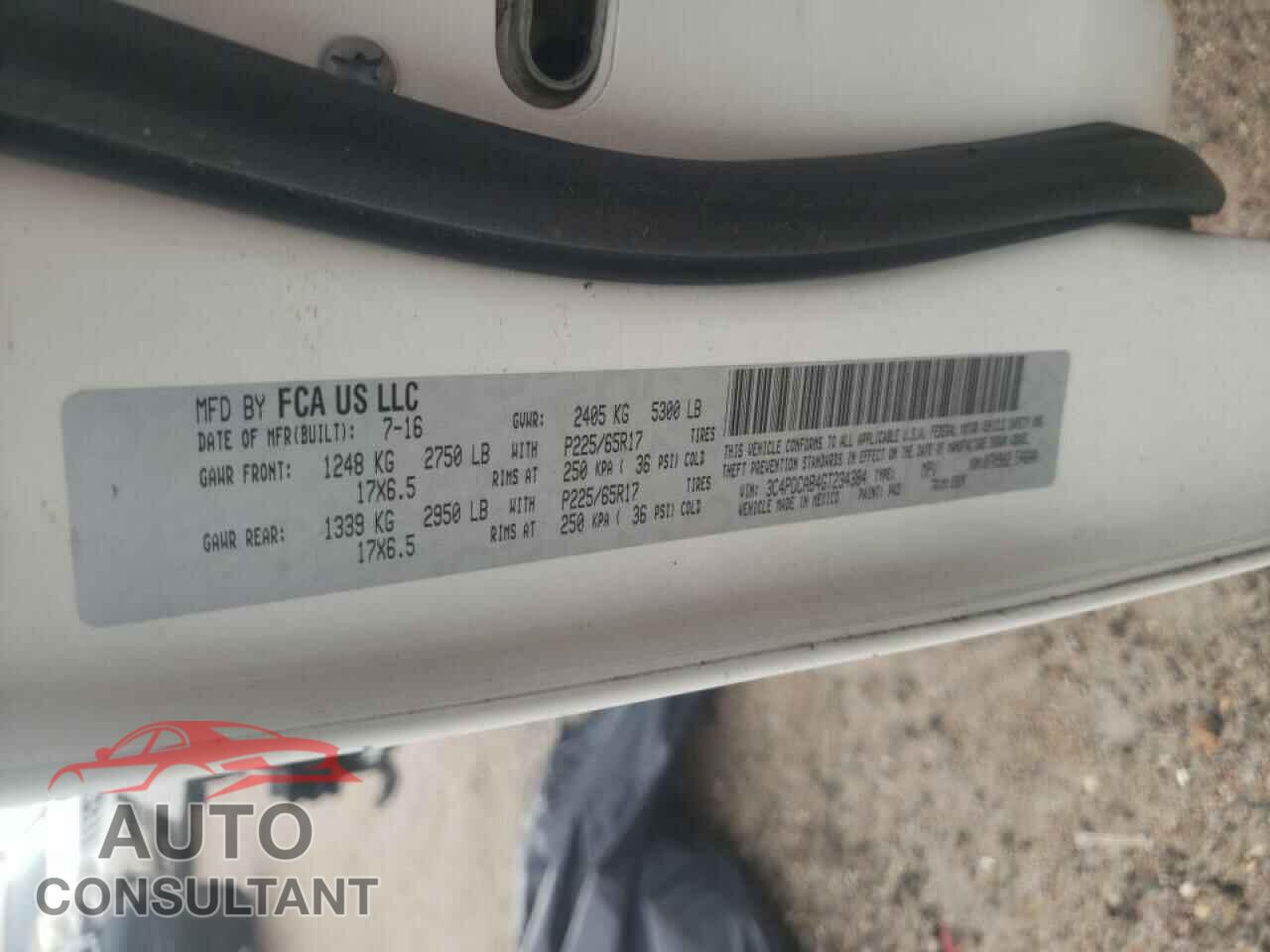 DODGE JOURNEY 2016 - 3C4PDCAB4GT234384