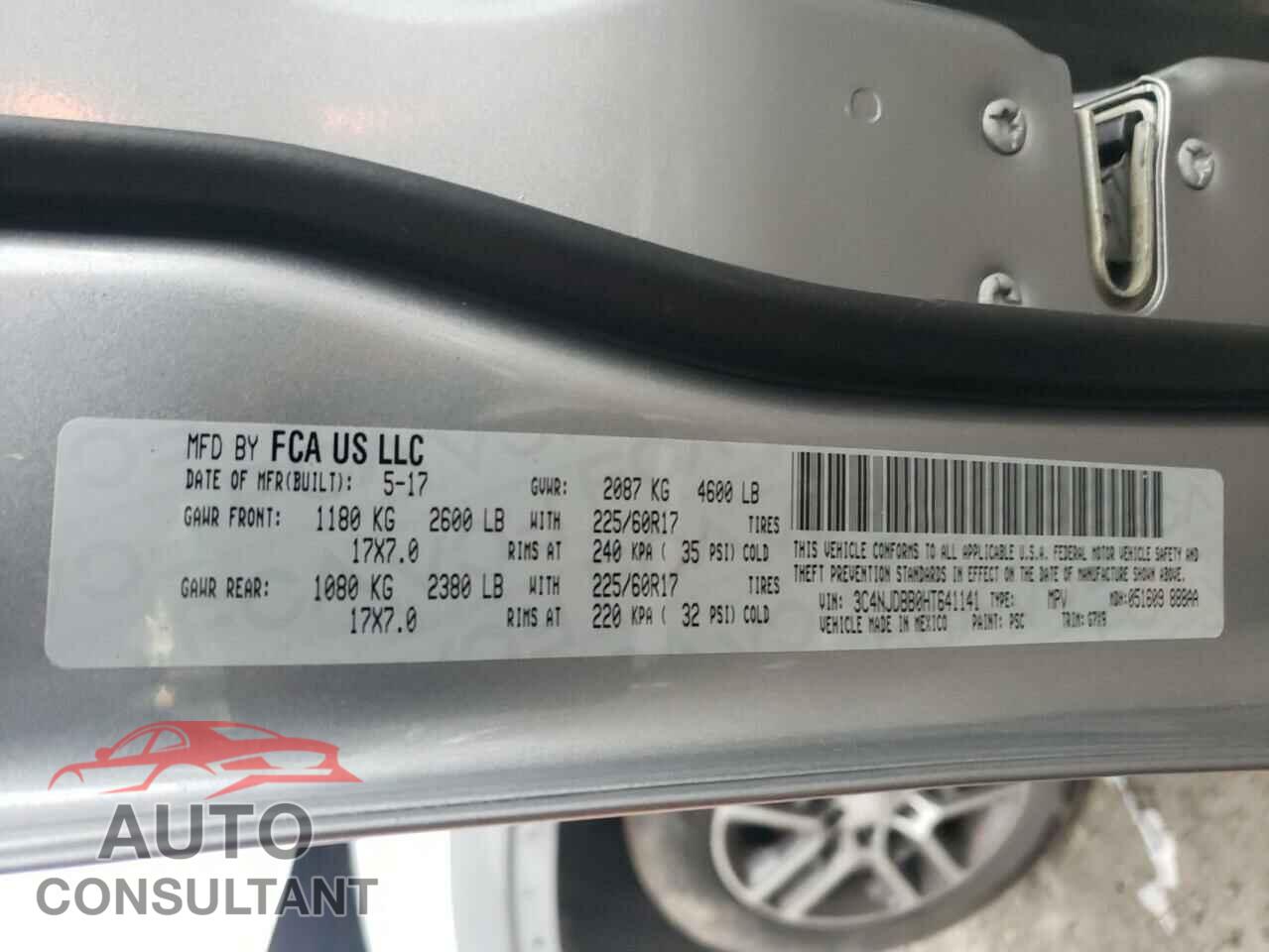 JEEP COMPASS 2017 - 3C4NJDBB0HT641141