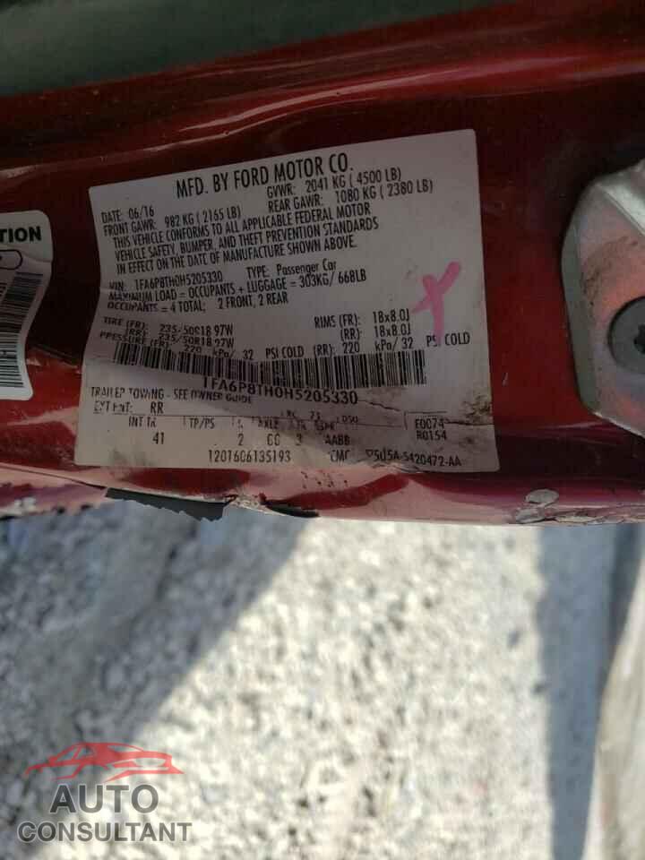 FORD MUSTANG 2017 - 1FA6P8TH0H5205330