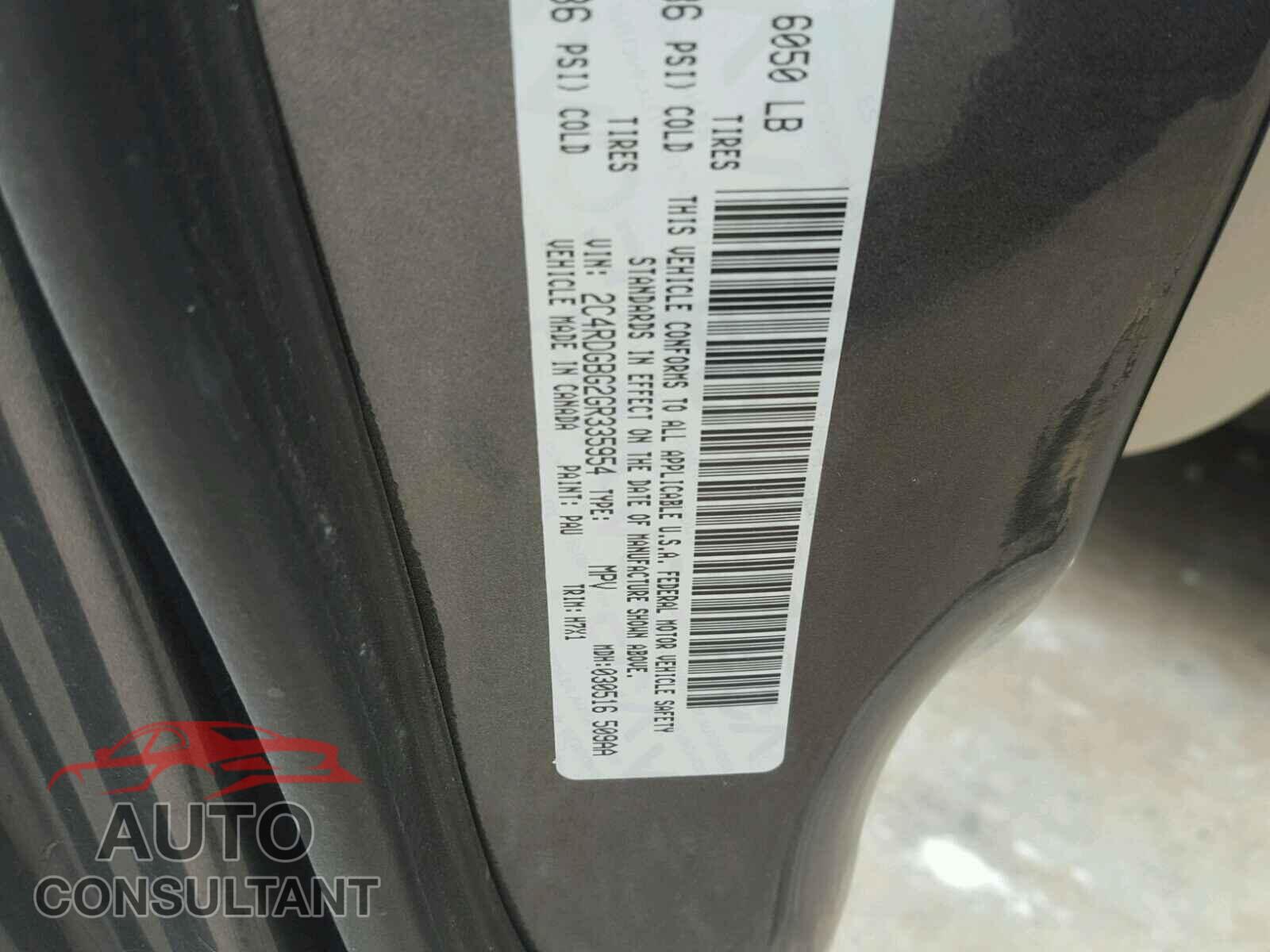 DODGE CARAVAN 2016 - 2C4RDGBG2GR335954