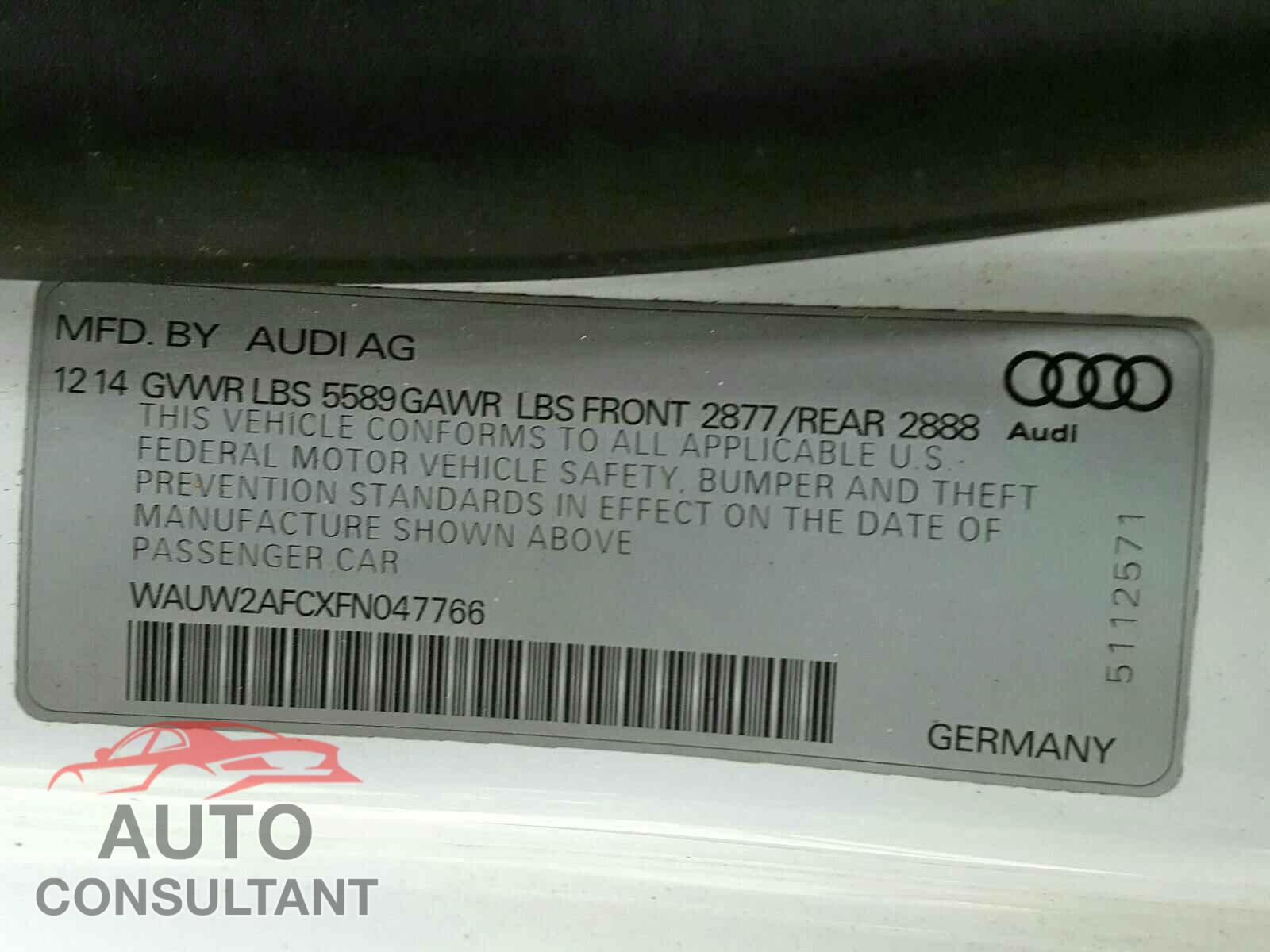 AUDI S7/RS7 2015 - 3N1CN8EVXML824049