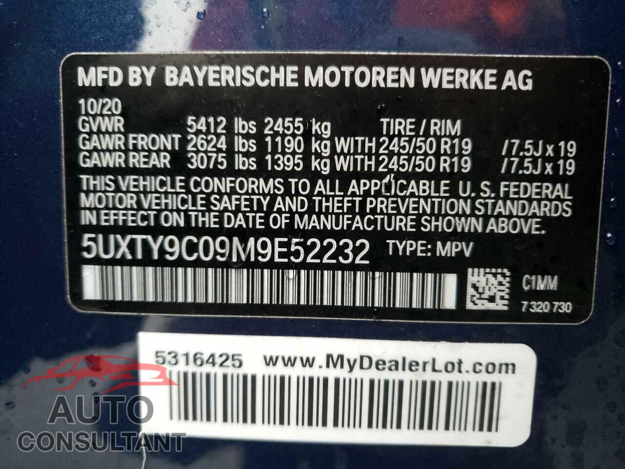 BMW X3 2021 - 5UXTY9C09M9E52232