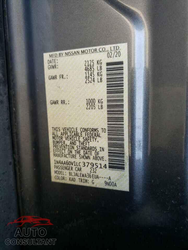 NISSAN MAXIMA 2020 - 1N4AA6DV1LC379514