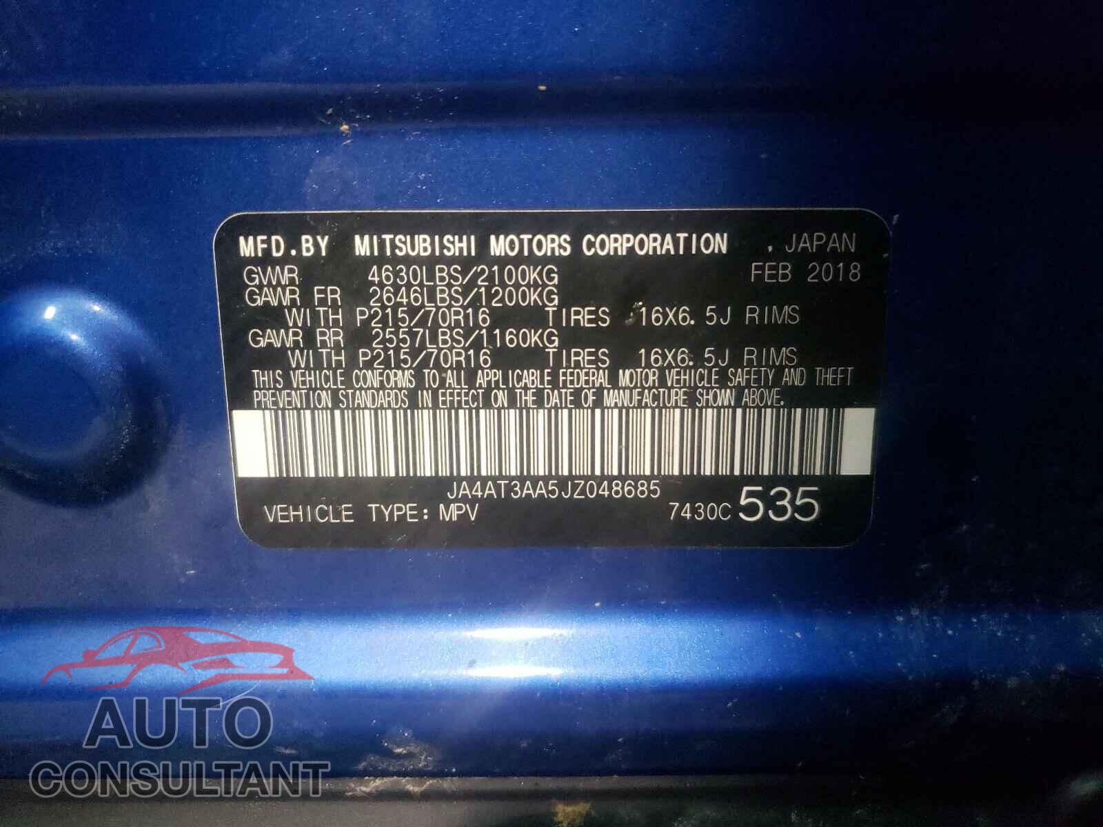 MITSUBISHI ECLIPSE 2018 - JA4AT3AA5JZ048685