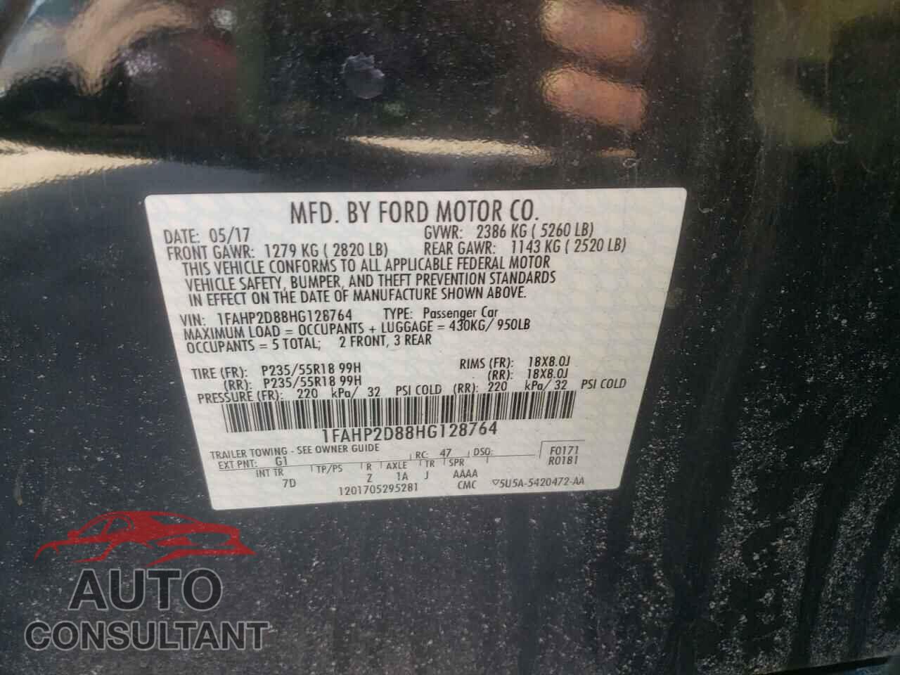 FORD TAURUS 2017 - 1FAHP2D88HG128764