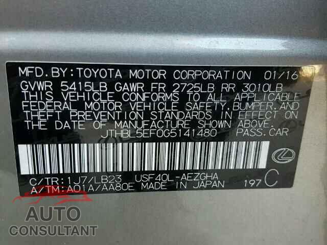LEXUS LS460 2016 - JTHBL5EF0G5141480