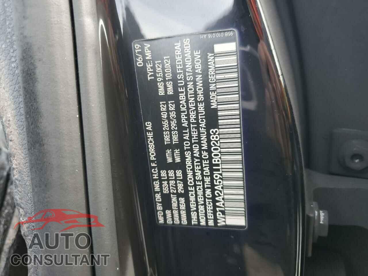 PORSCHE MACAN 2020 - WP1AA2A59LLB00283