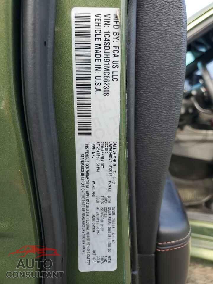 DODGE DURANGO 2021 - 1C4SDJH91MC662308