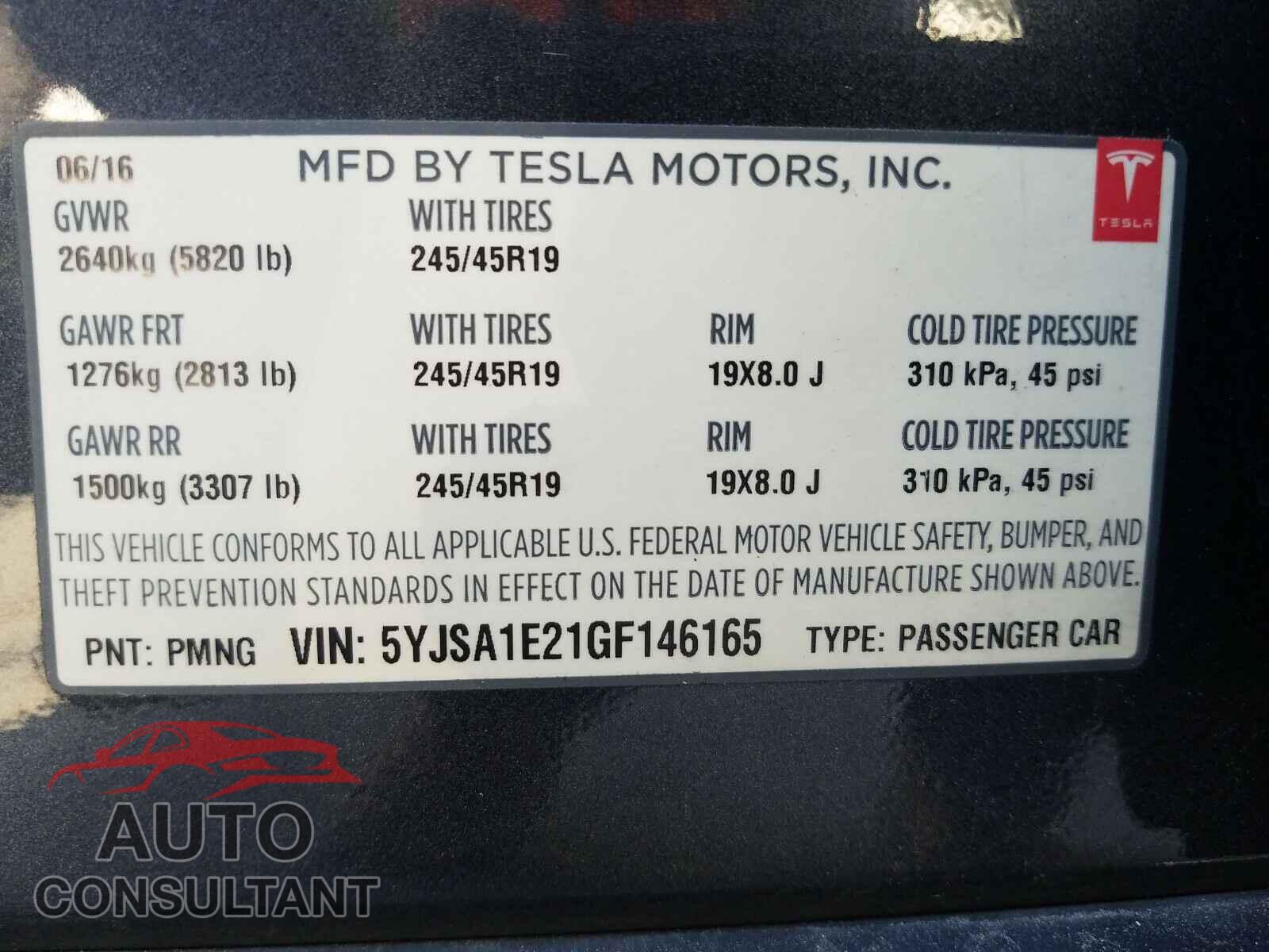 TESLA MODEL S 2016 - 5YJSA1E21GF146165