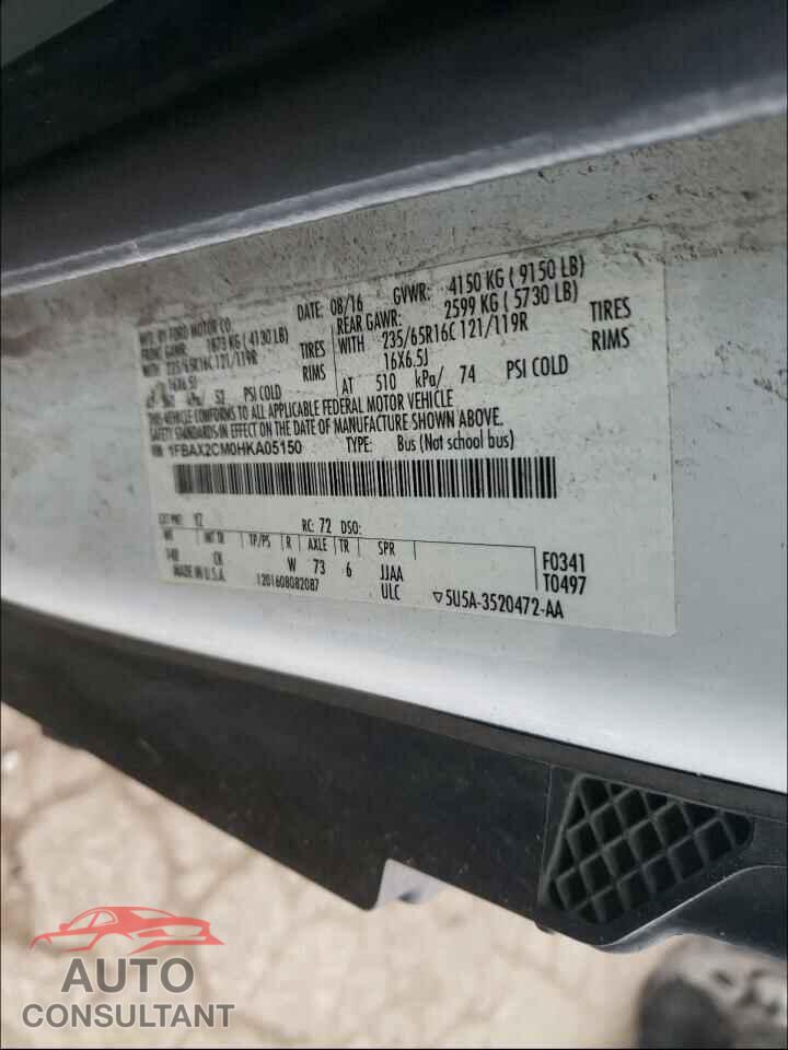 FORD TRANSIT CO 2017 - 1FBAX2CM0HKA05150