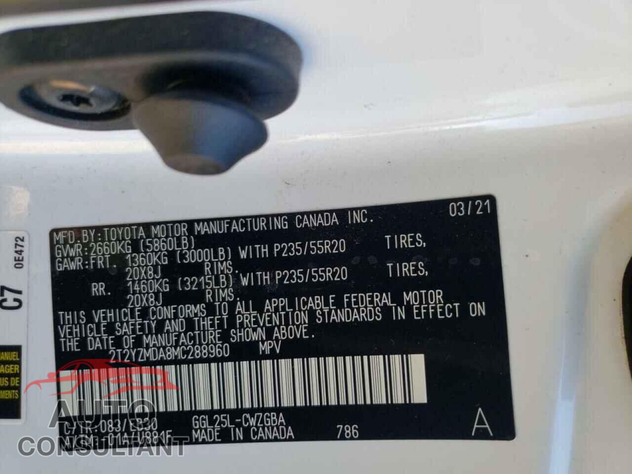 LEXUS RX350 2021 - 2T2YZMDA8MC288960