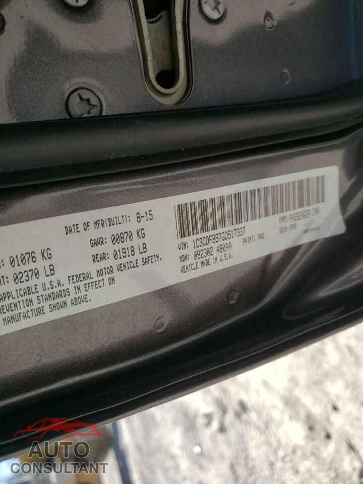 DODGE DART 2016 - 1C3CDFBB7GD517337