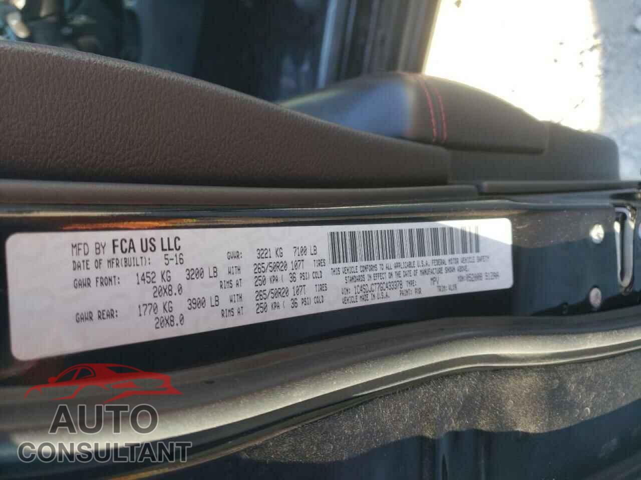 DODGE DURANGO 2016 - 1C4SDJCT7GC433378
