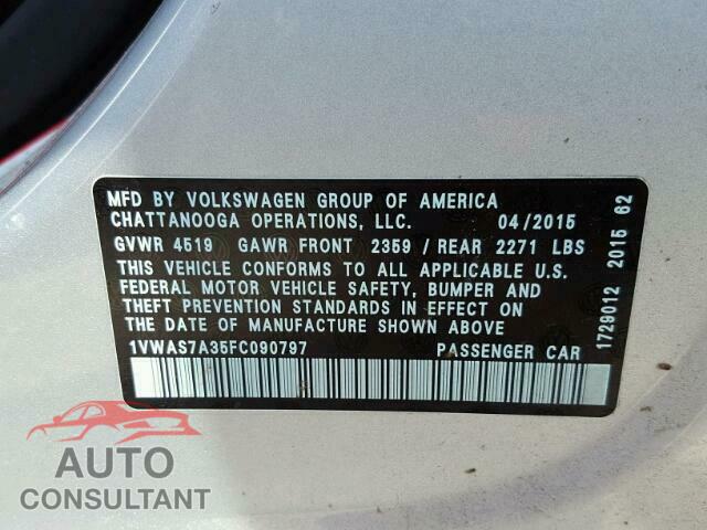 VOLKSWAGEN PASSAT 2015 - 1VWAS7A35FC090797