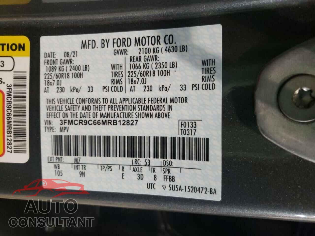 FORD BRONCO 2021 - 3FMCR9C66MRB12827