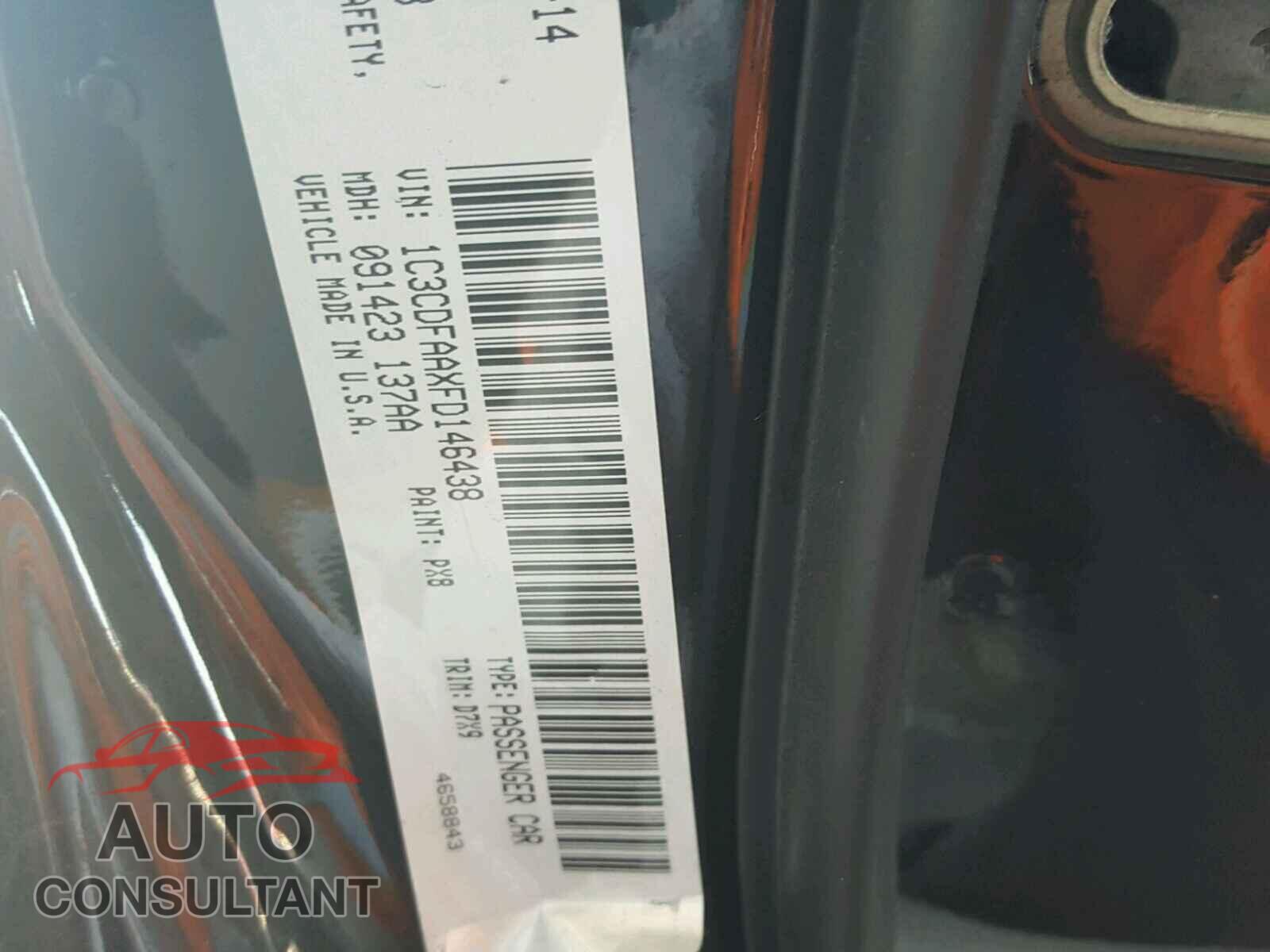 DODGE DART 2015 - 1C3CDFAAXFD146438