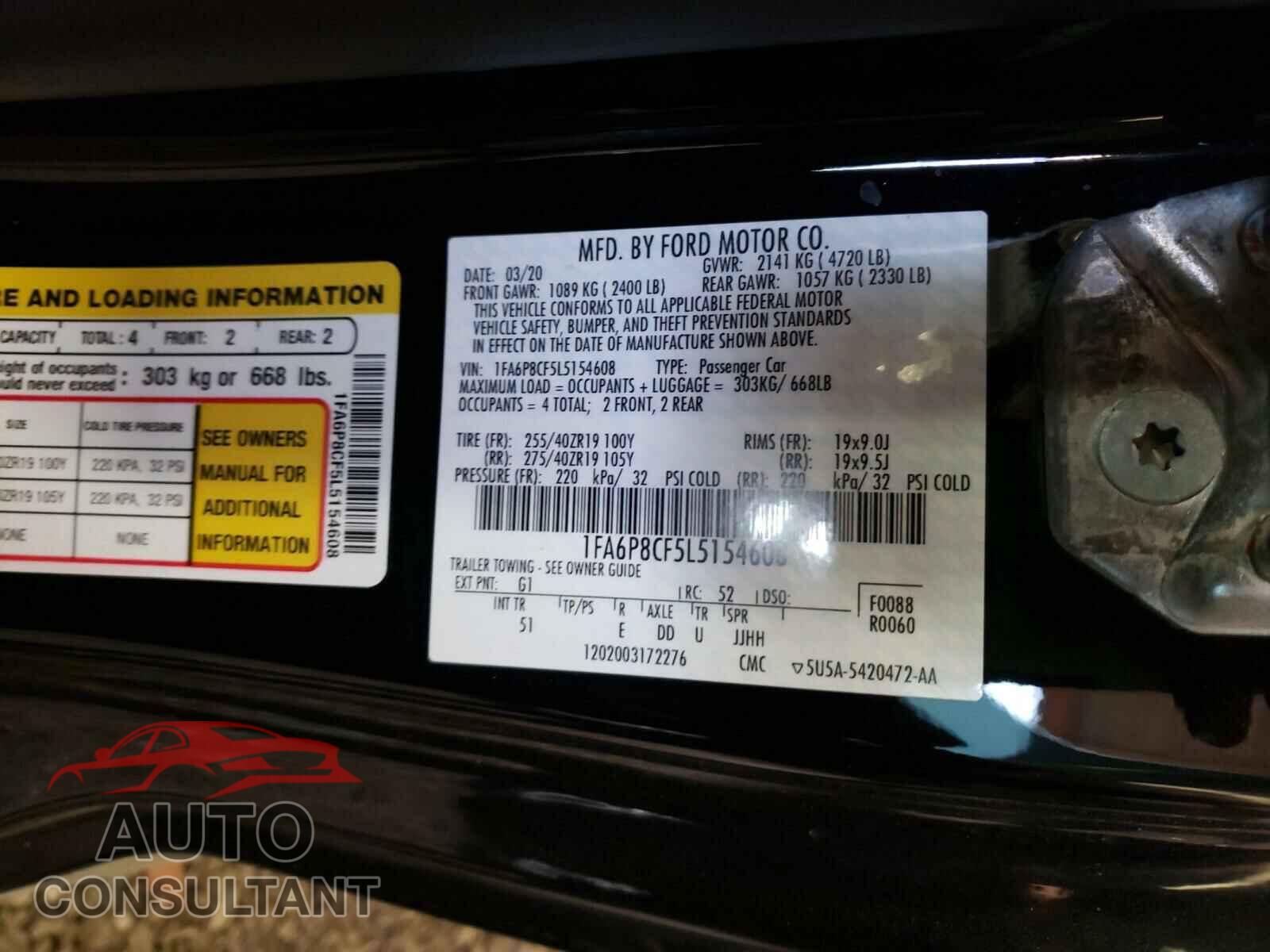 FORD MUSTANG 2020 - 1FA6P8CF5L5154608