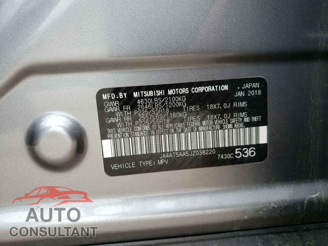 MITSUBISHI ECLIPSE 2018 - JA4AT5AA5JZ038220