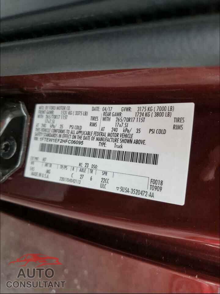 FORD F150 2017 - 1FTEW1EF2HFC06095