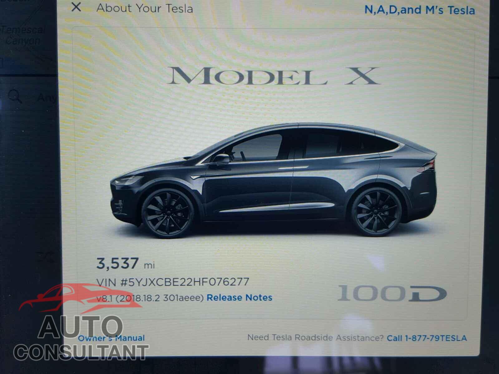 TESLA MODEL X 2017 - 5YJXCBE22HF076277