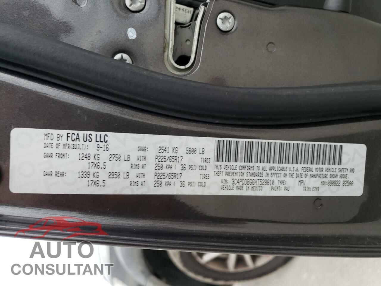 DODGE JOURNEY 2017 - 3C4PDDBG6HT528810