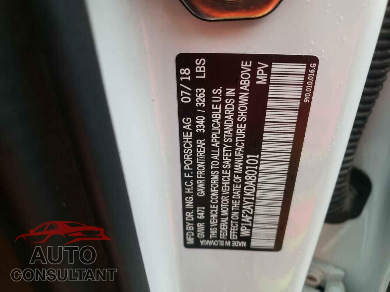 PORSCHE CAYENNE 2019 - WP1AF2AY1KDA80101