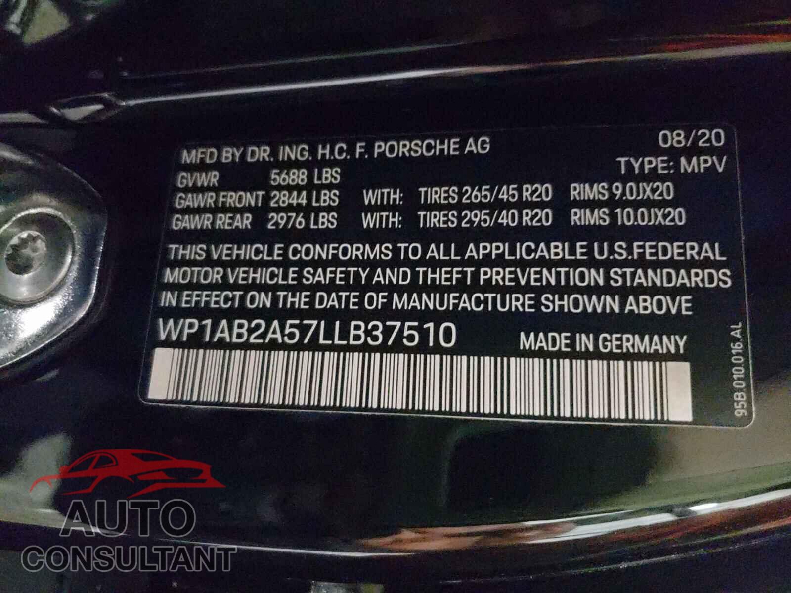 PORSCHE MACAN 2020 - WP1AB2A57LLB37510