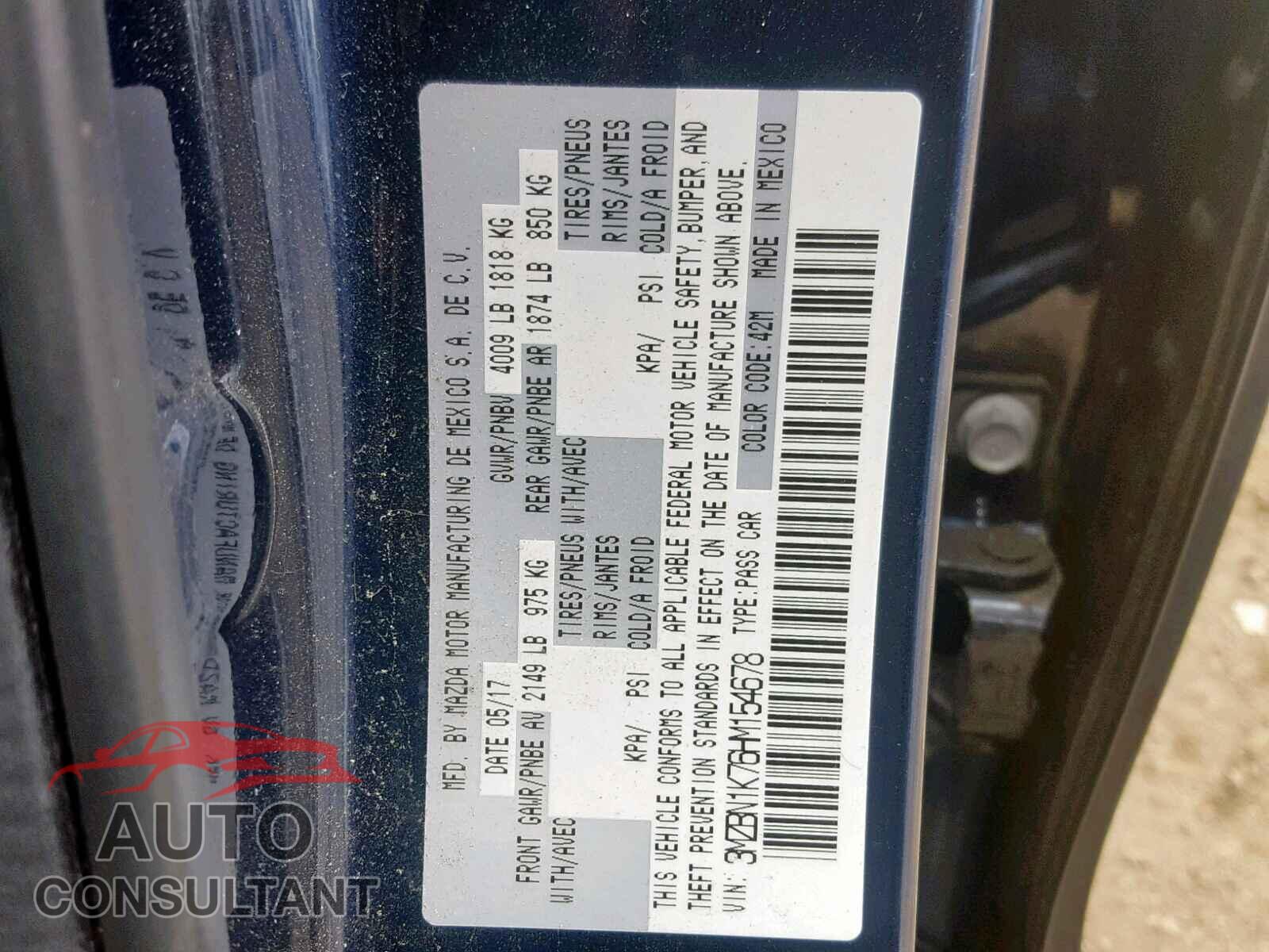MAZDA 3 2017 - 4T1BF1FK1HU390063
