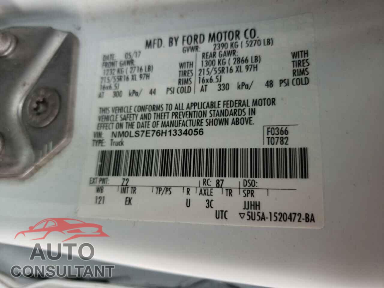 FORD TRANSIT 2017 - NM0LS7E76H1334056
