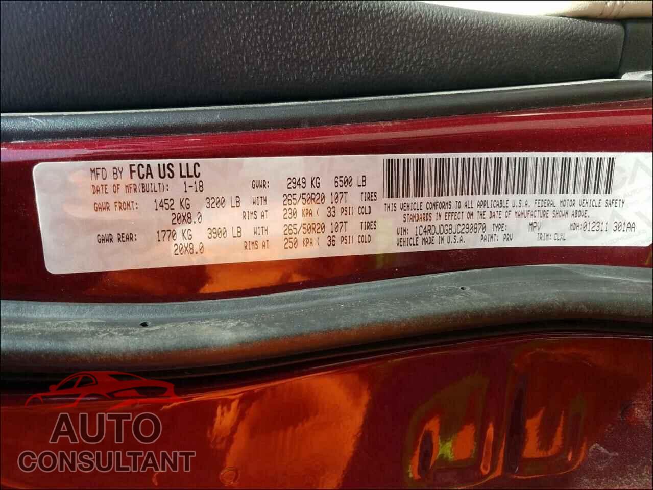 DODGE DURANGO 2018 - 1C4RDJDG8JC290870
