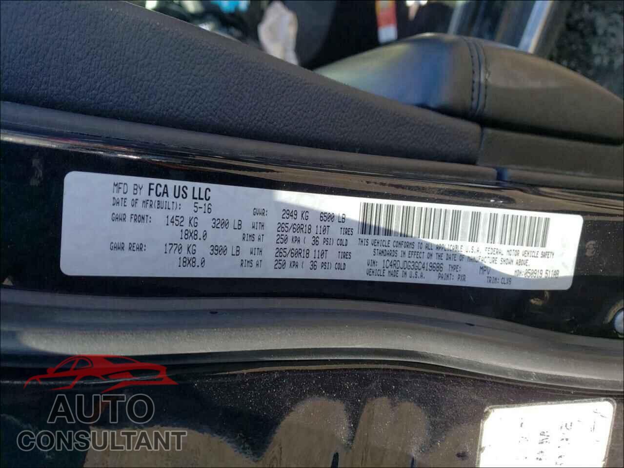 DODGE DURANGO 2016 - 1C4RDJDG3GC419686