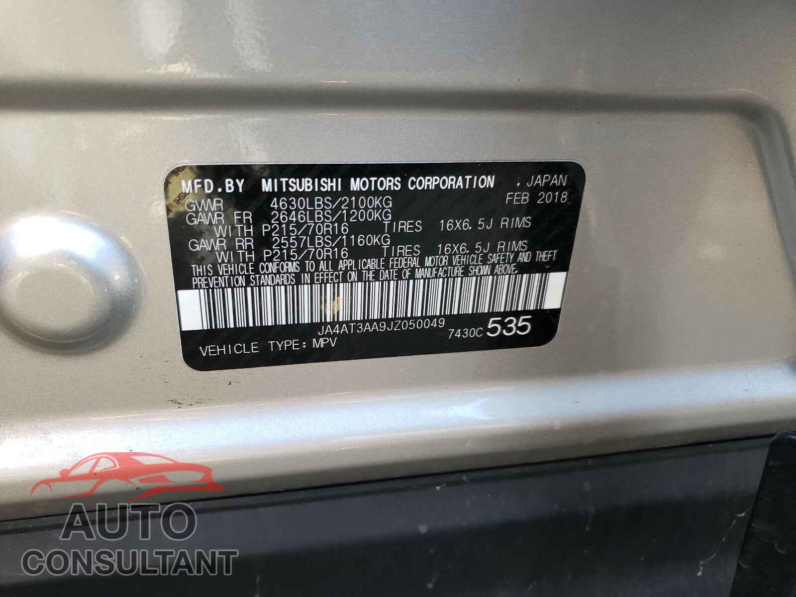 MITSUBISHI ECLIPSE 2018 - JA4AT3AA9JZ050049
