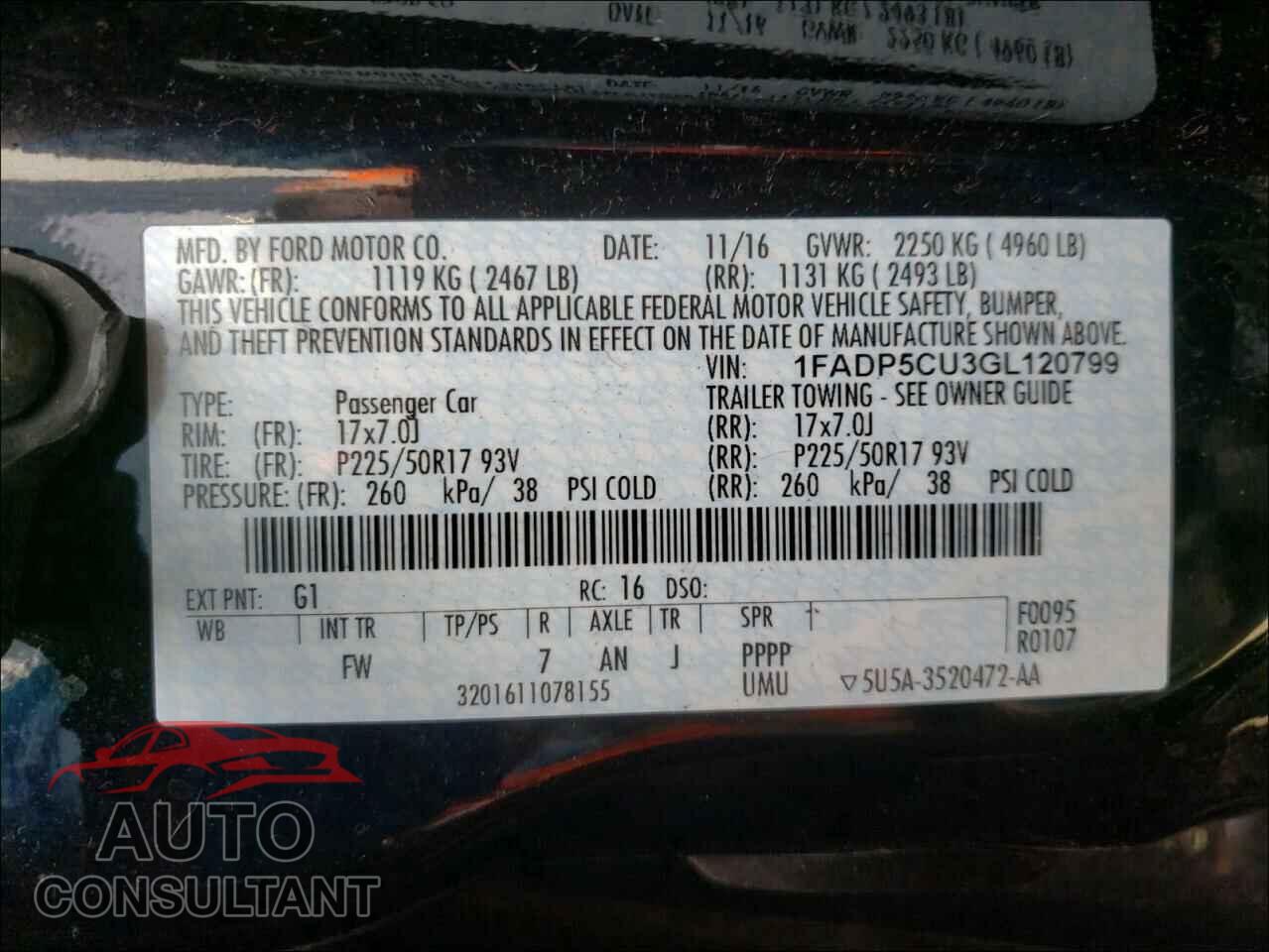 FORD CMAX 2016 - 1FADP5CU3GL120799